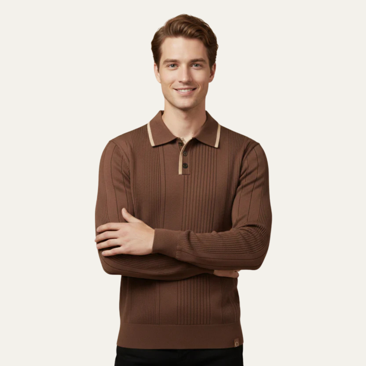 Men’s Ribbed Knit Polo Jumper
