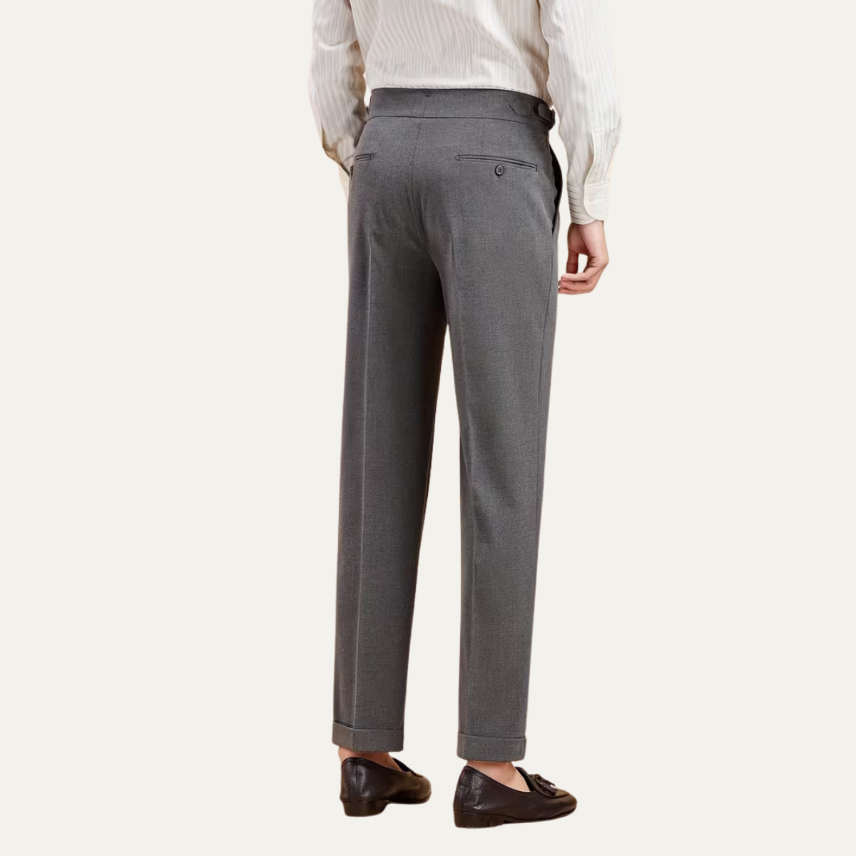 The Broadbeach Men’s Pleated Tailored Dress Trousers with Adjustable Side Tabs