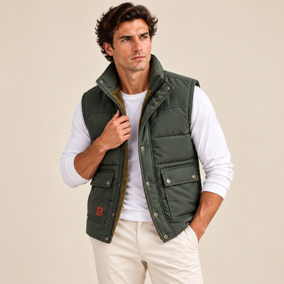 Aspen Men's Modern Fleece-Lined Winter Vest for Warmth