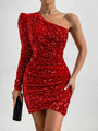 Women's Open Shoulder Backless Glitter Dress