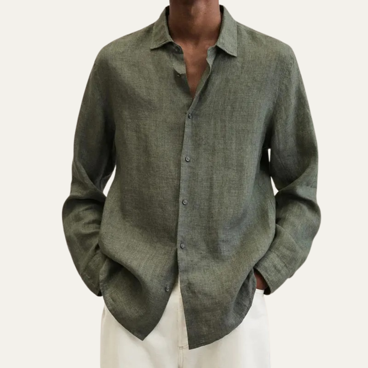 The Dobbiaco Men’s Linen Long Sleeve Shirt – Button Front Breathable Fit