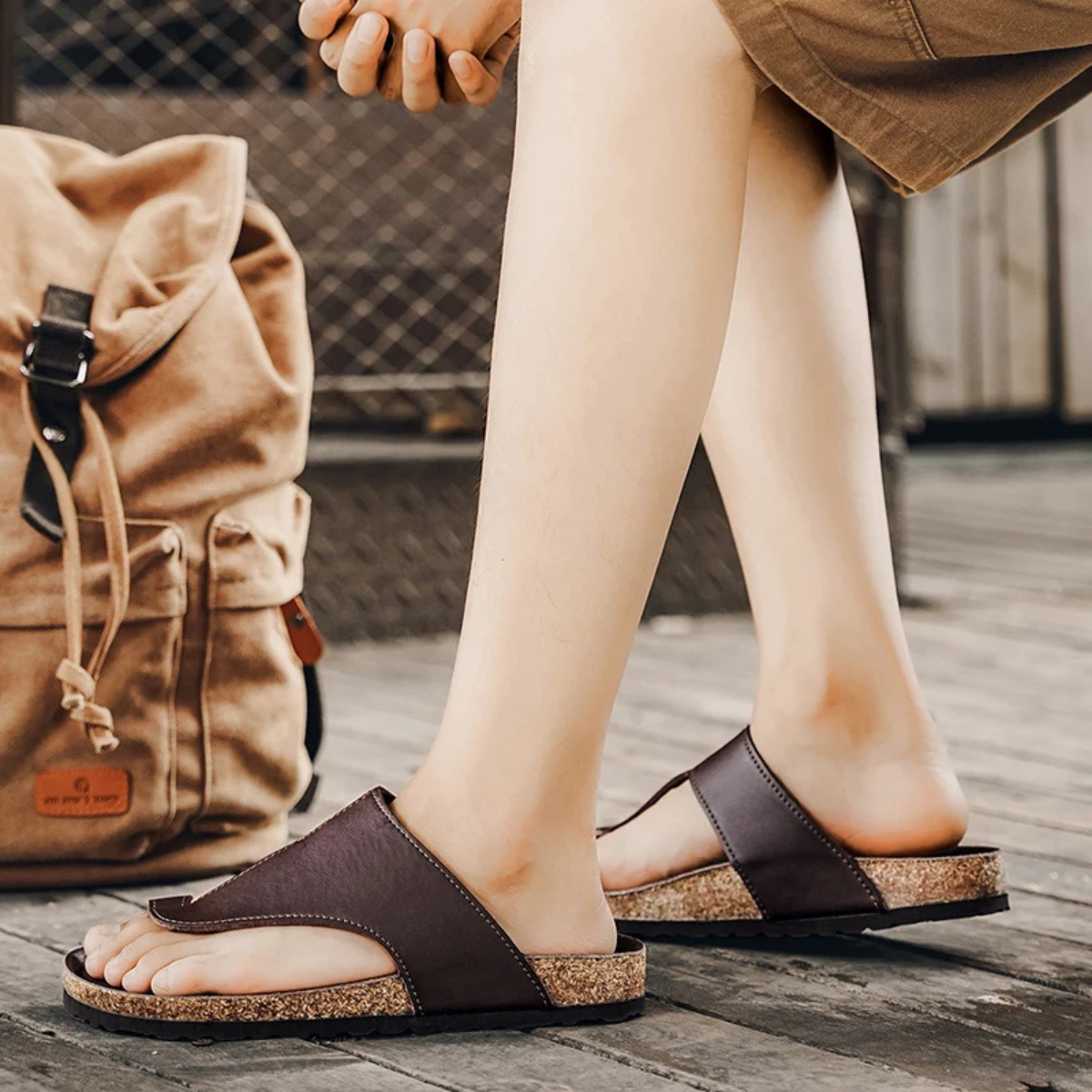 The Arona Men’s Cork Footbed Slide Sandals