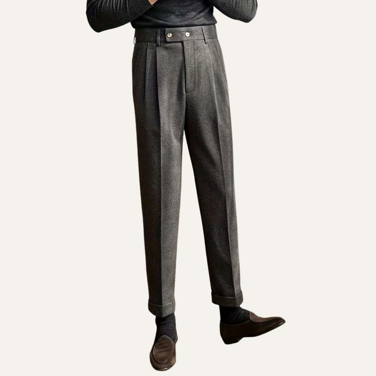 The Gold Coast Men’s High Waisted Pleated Straight Leg Dress Trousers