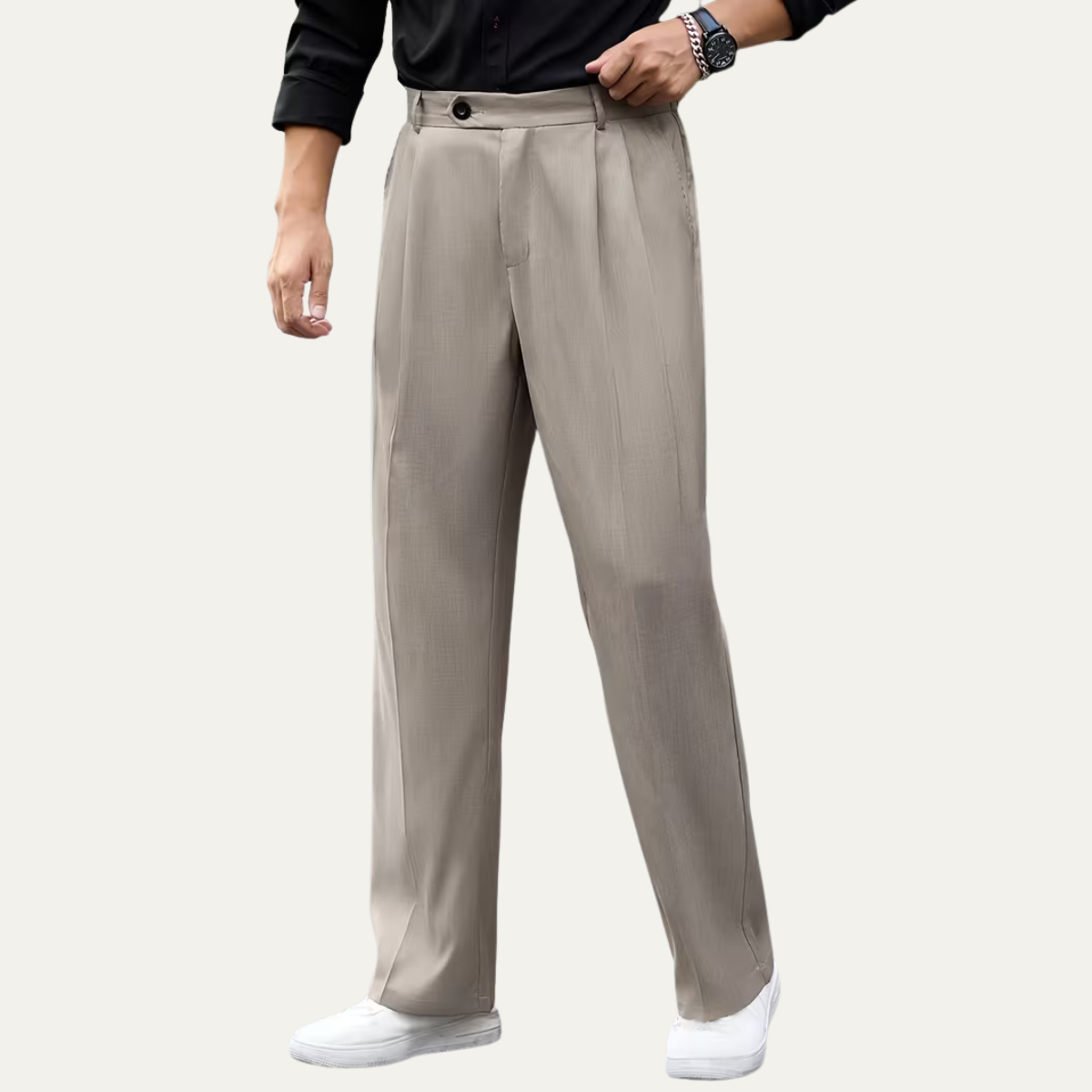 The Cottesloe Men’s Gurkha Wide Leg Pleated Smart Casual Dress Trousers