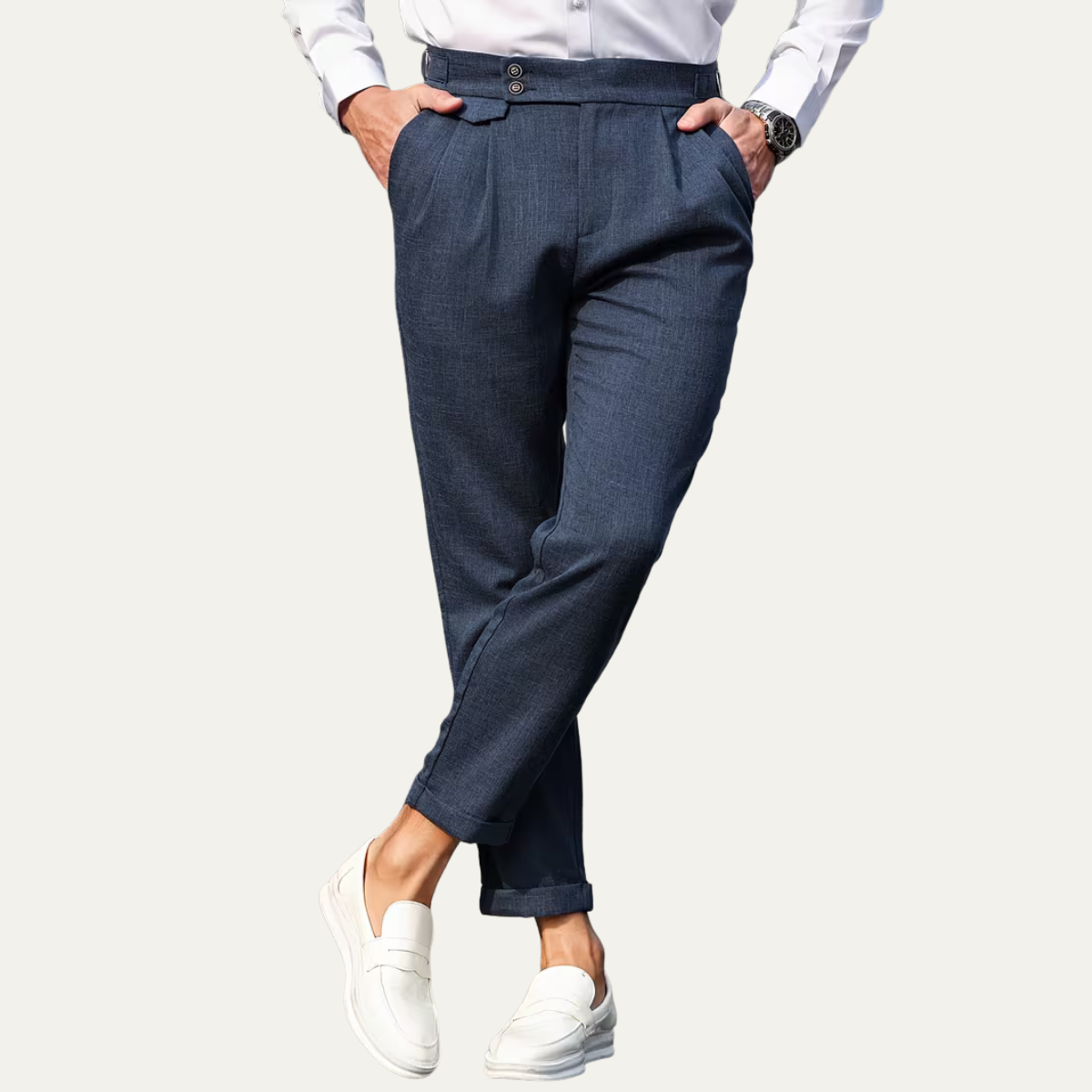 The Hobart Men’s Tailored High Waisted Pleated Dress Trousers