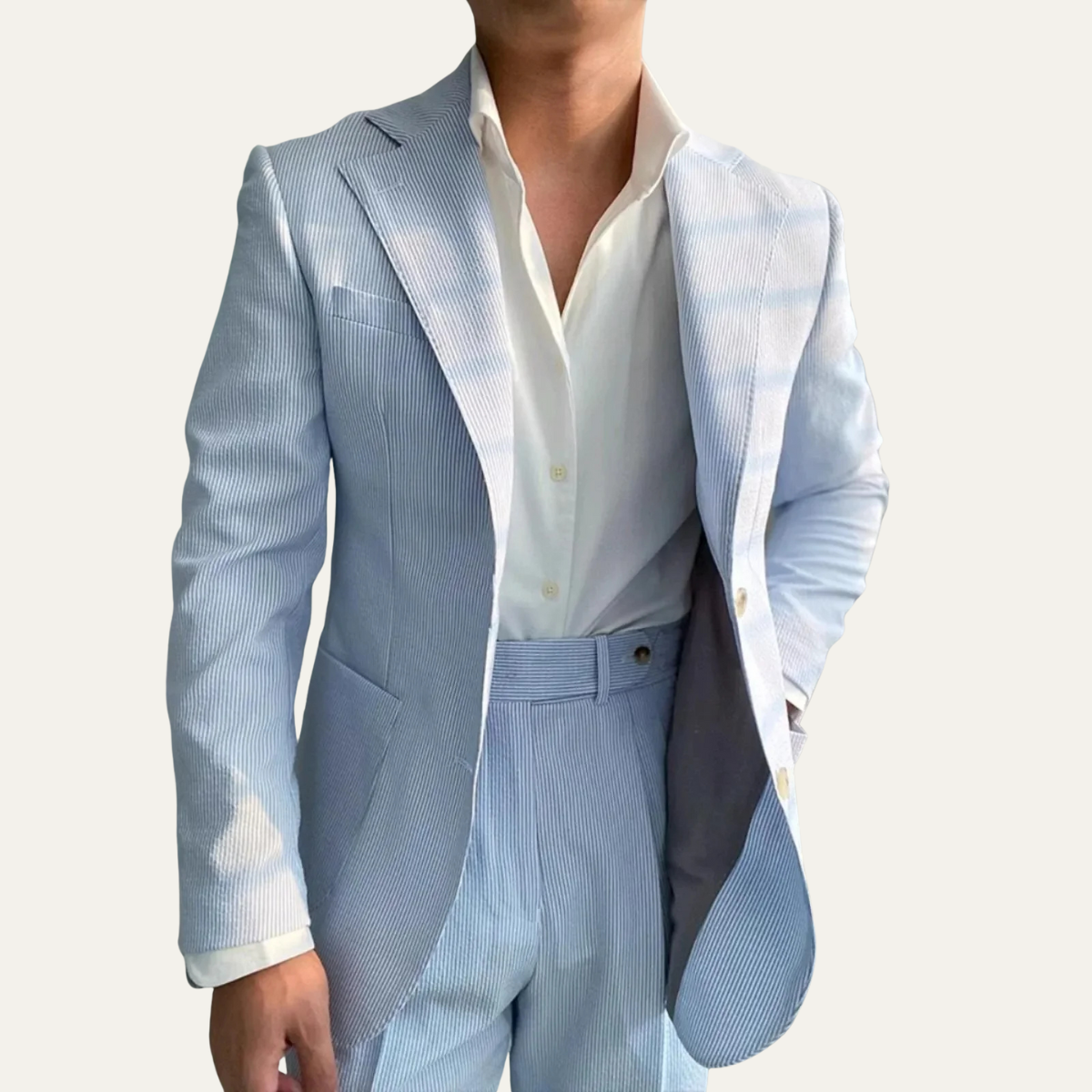 The San Quirico Men’s Relaxed Fit Light Blue Casual Blazer Suit