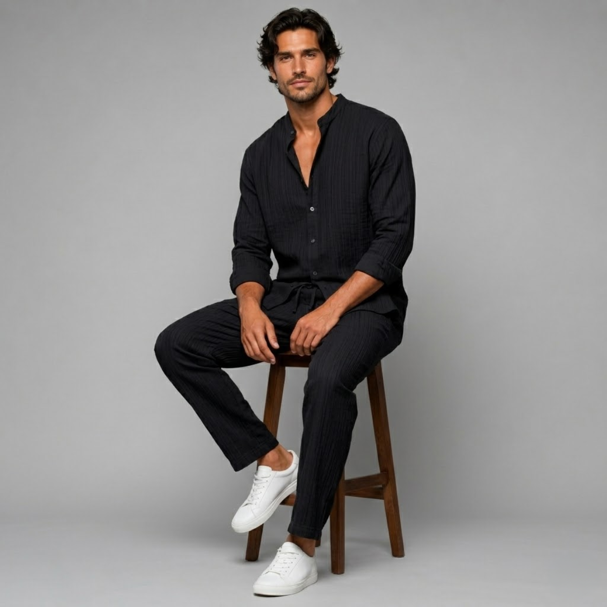 The Paris Men's Casual Summer Set - Long Sleeve Shirt and Trousers