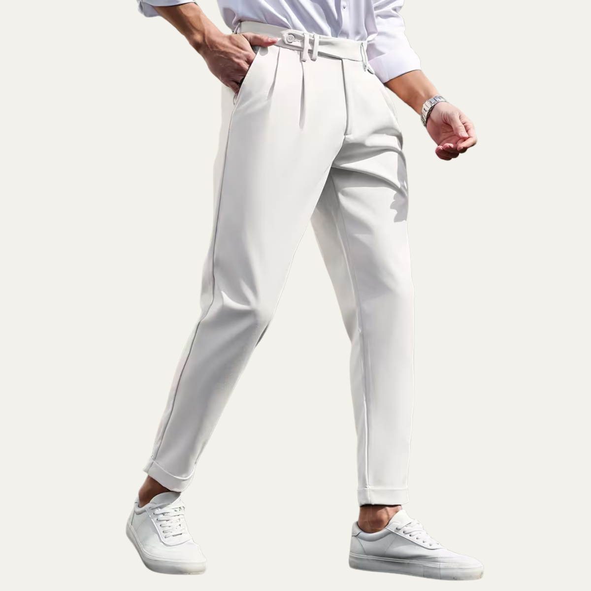 The Burleigh Men’s Tailored Slim Fit Pleated Casual Dress Trousers