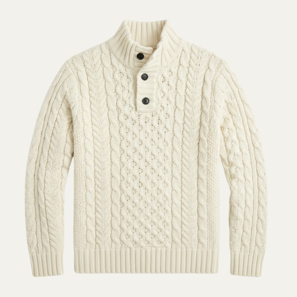 Brighton Men's Cable Knit Sweater with Chunky Button Neck