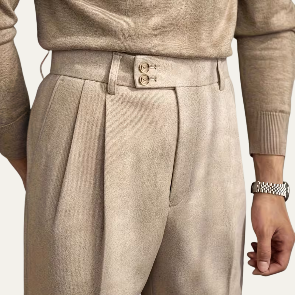 The Perth Men’s Slim Fit High Waisted Straight Leg Dress Trousers