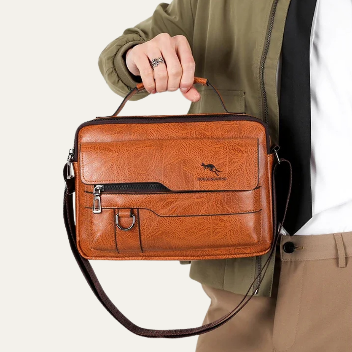 Men’s Casual Crossbody Leather Shoulder Handbag