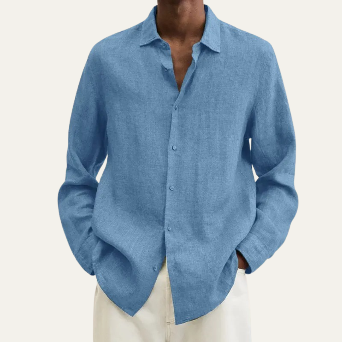 The San Cassiano Men’s Linen Long Sleeve Shirt – Button Front Relaxed Fit