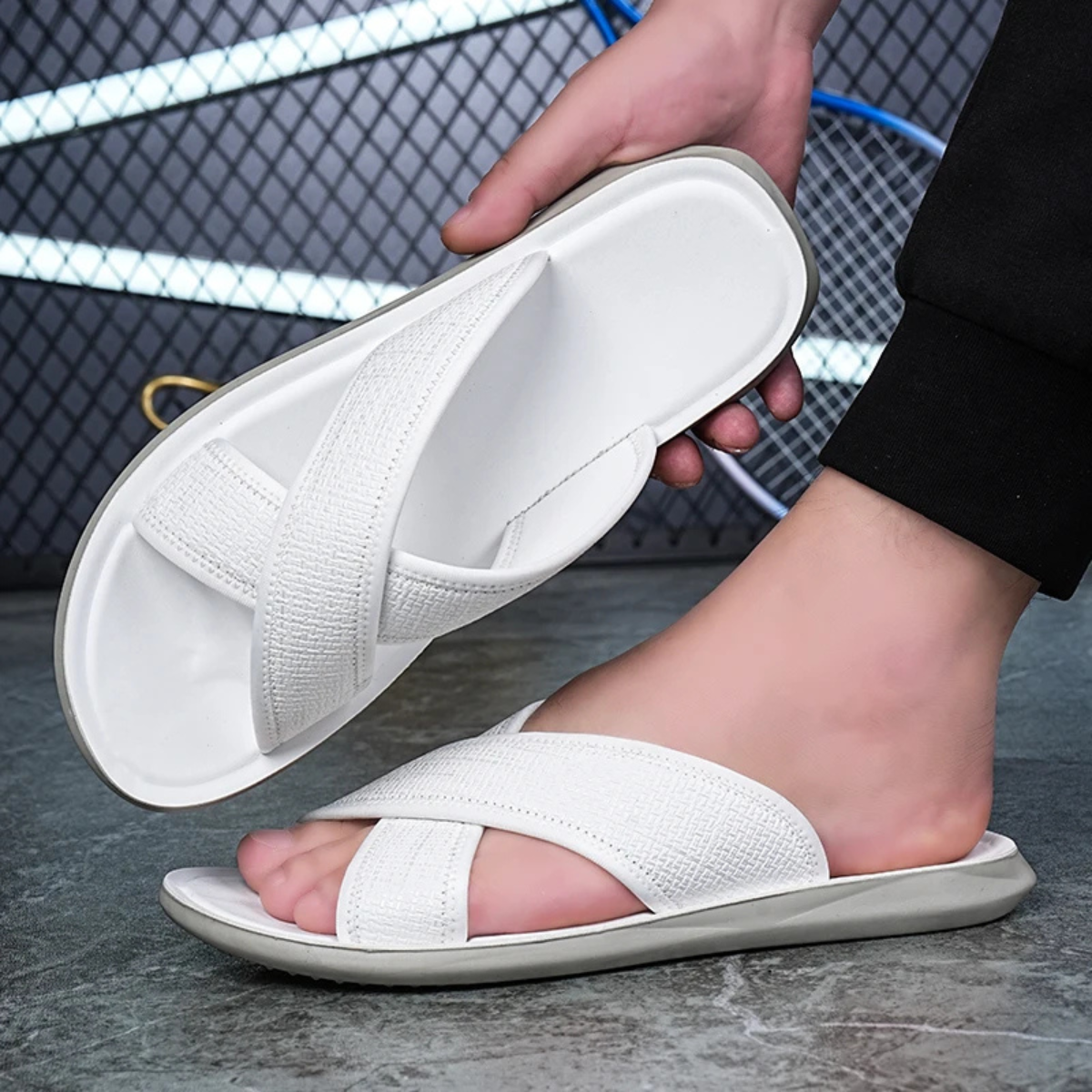 The Baveno Men’s  Open Toe Slip On Summer Slide Sandals