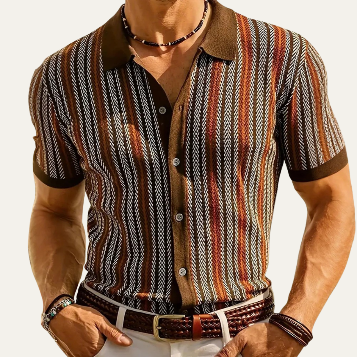The Appiano Men’s Short Sleeve Striped Polo Shirt