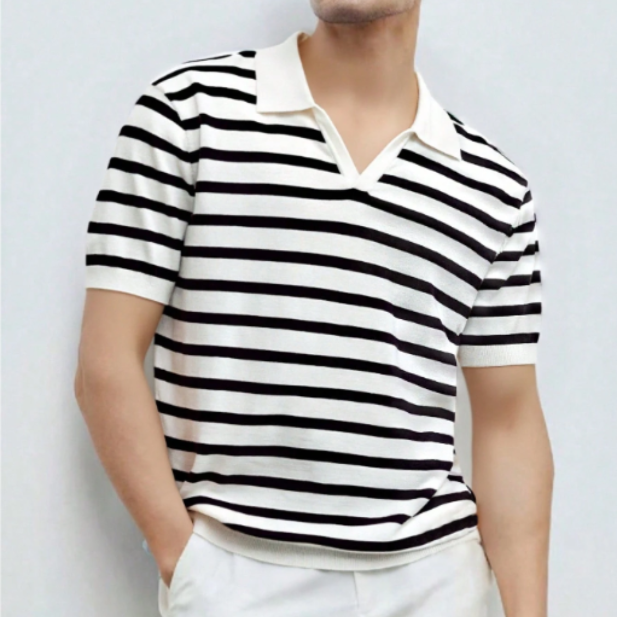 The Barangaroo Men’s Short Sleeve Knitted Polo Shirt Solid Colour Breathable Top