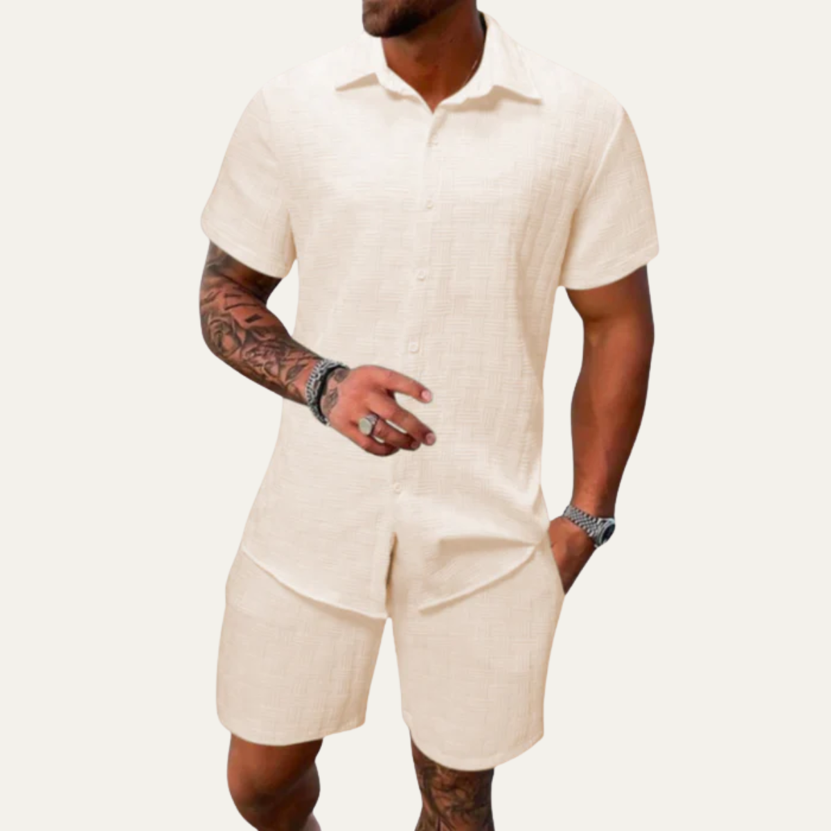 The Ortisei Men’s Casual Summer Outfit - Shirt & Shorts Co Ord Set