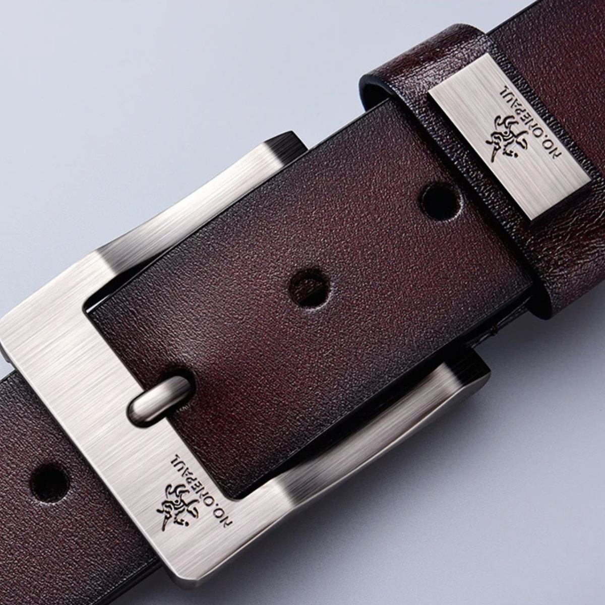 Men’s Leather Belt with Metal Pin Buckle