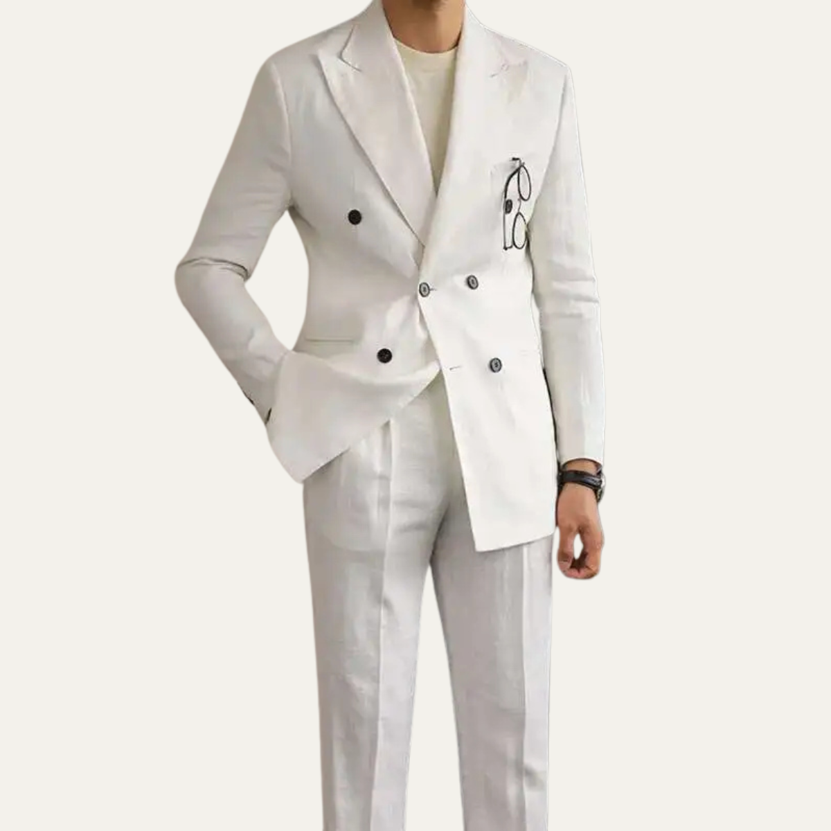 The Castelmola Men’s Elegant Double Breasted Linen Blazer