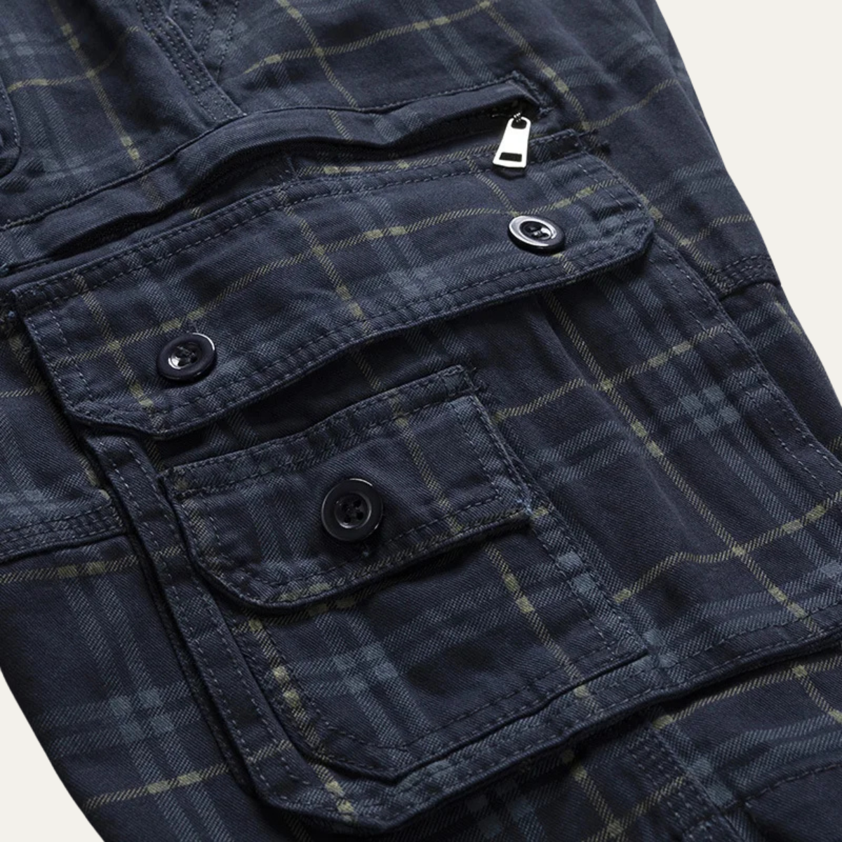 The Vernazza Men’s Multi Pocket Plaid Cargo Shorts