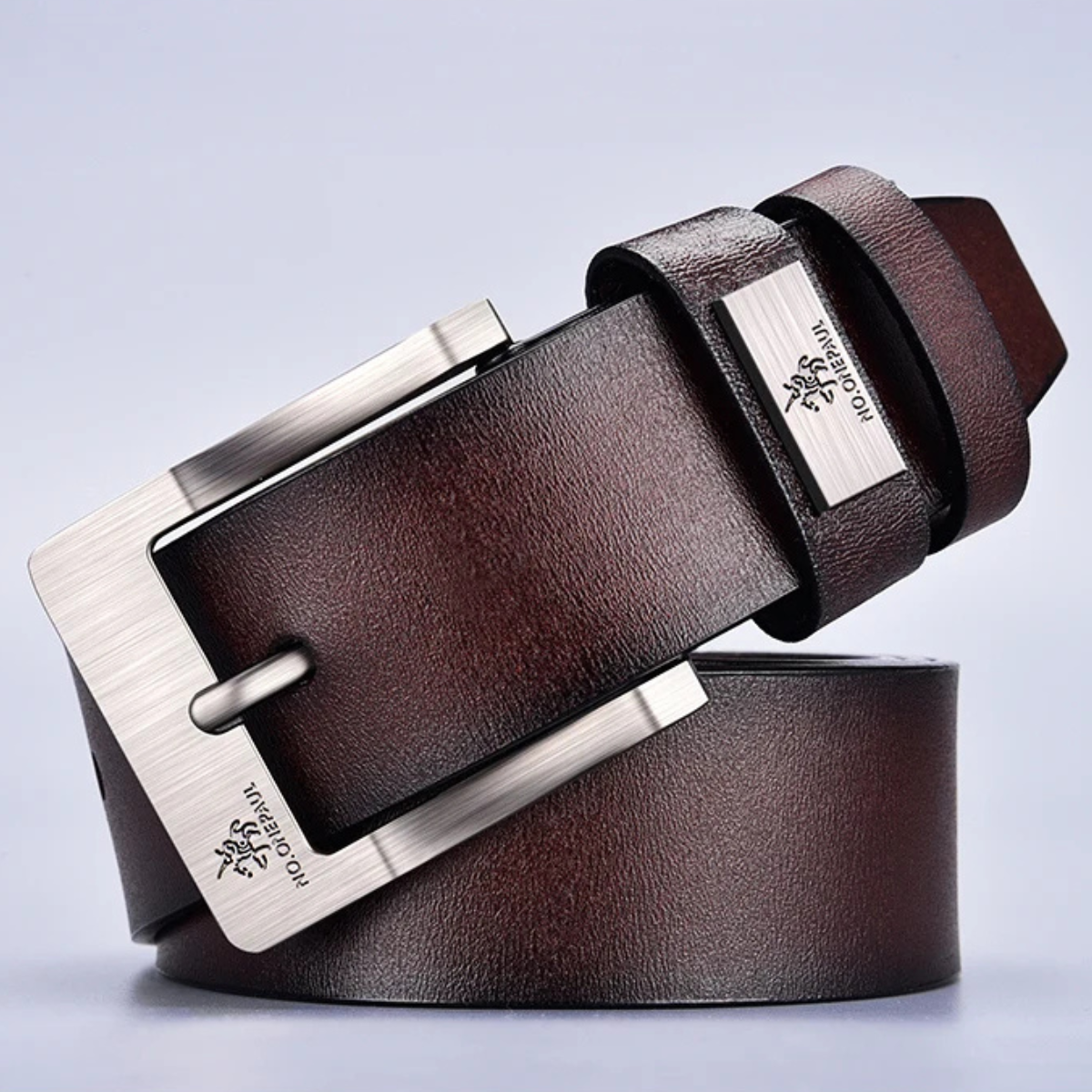 Men’s Leather Belt with Metal Pin Buckle