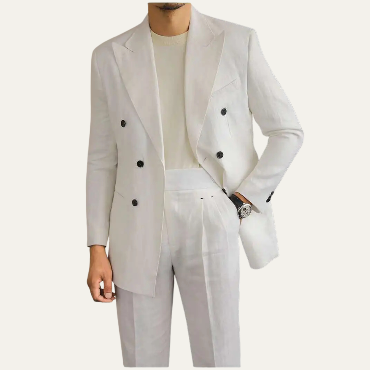 The Castelmola Men’s Elegant Double Breasted Linen Blazer
