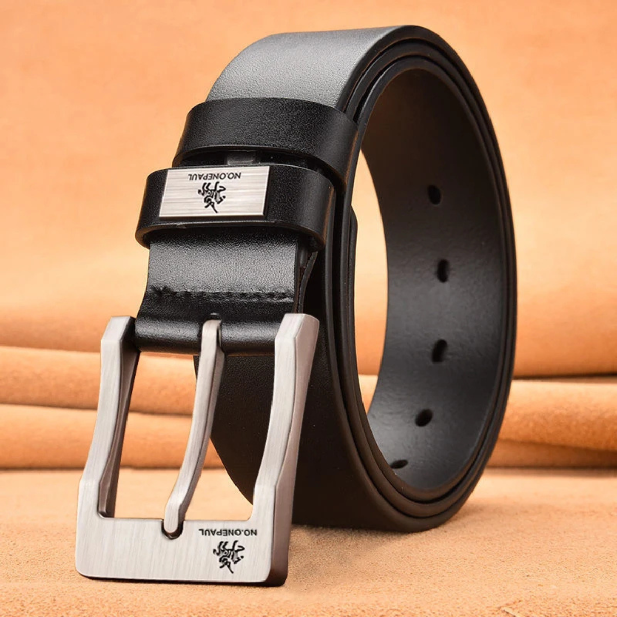 Men’s Leather Belt with Metal Pin Buckle