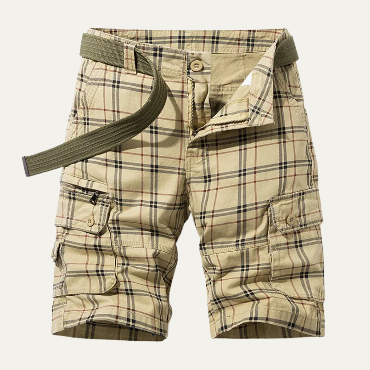 The Vernazza Men’s Multi Pocket Plaid Cargo Shorts