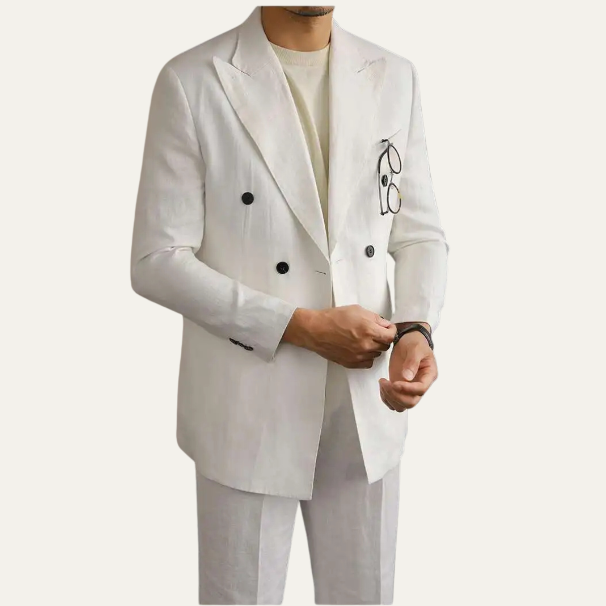 The Castelmola Men’s Elegant Double Breasted Linen Blazer