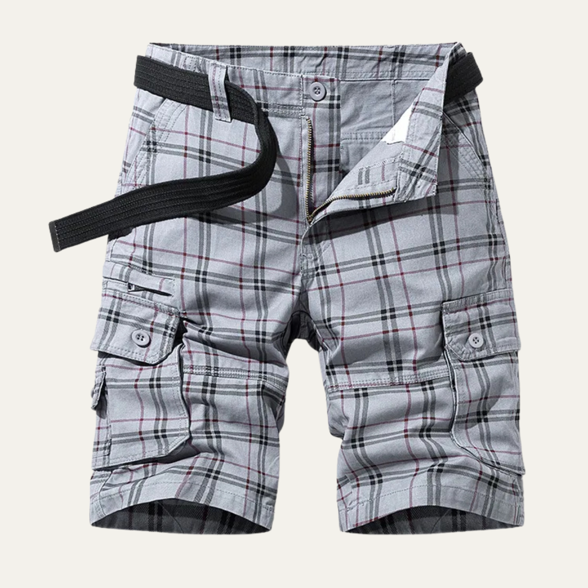 The Vernazza Men’s Multi Pocket Plaid Cargo Shorts