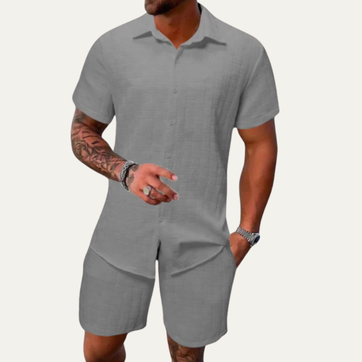 The Merano Men’s Trendy Summer Outfit - Shirt & Shorts Co Ord Set