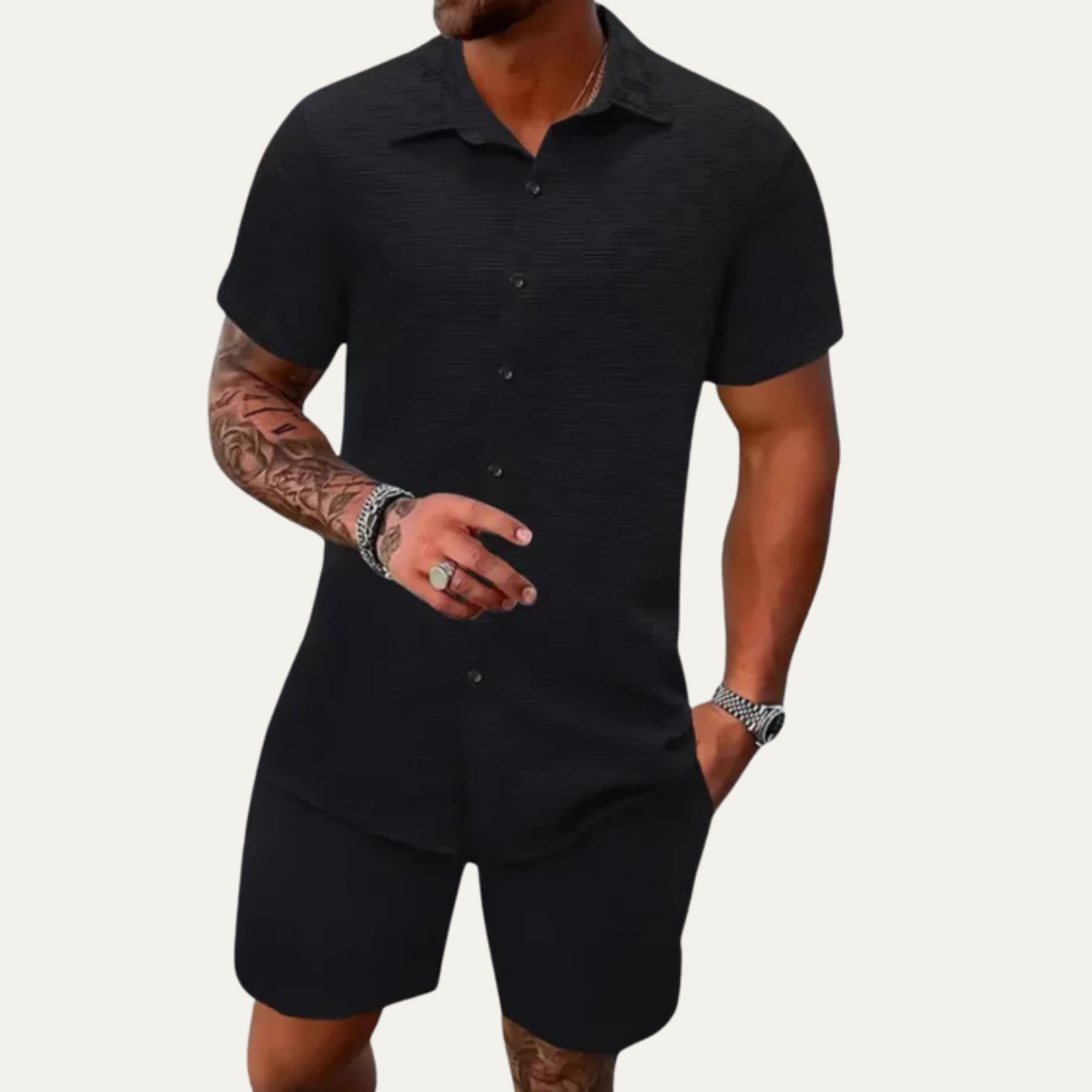 The Merano Men’s Trendy Summer Outfit - Shirt & Shorts Co Ord Set