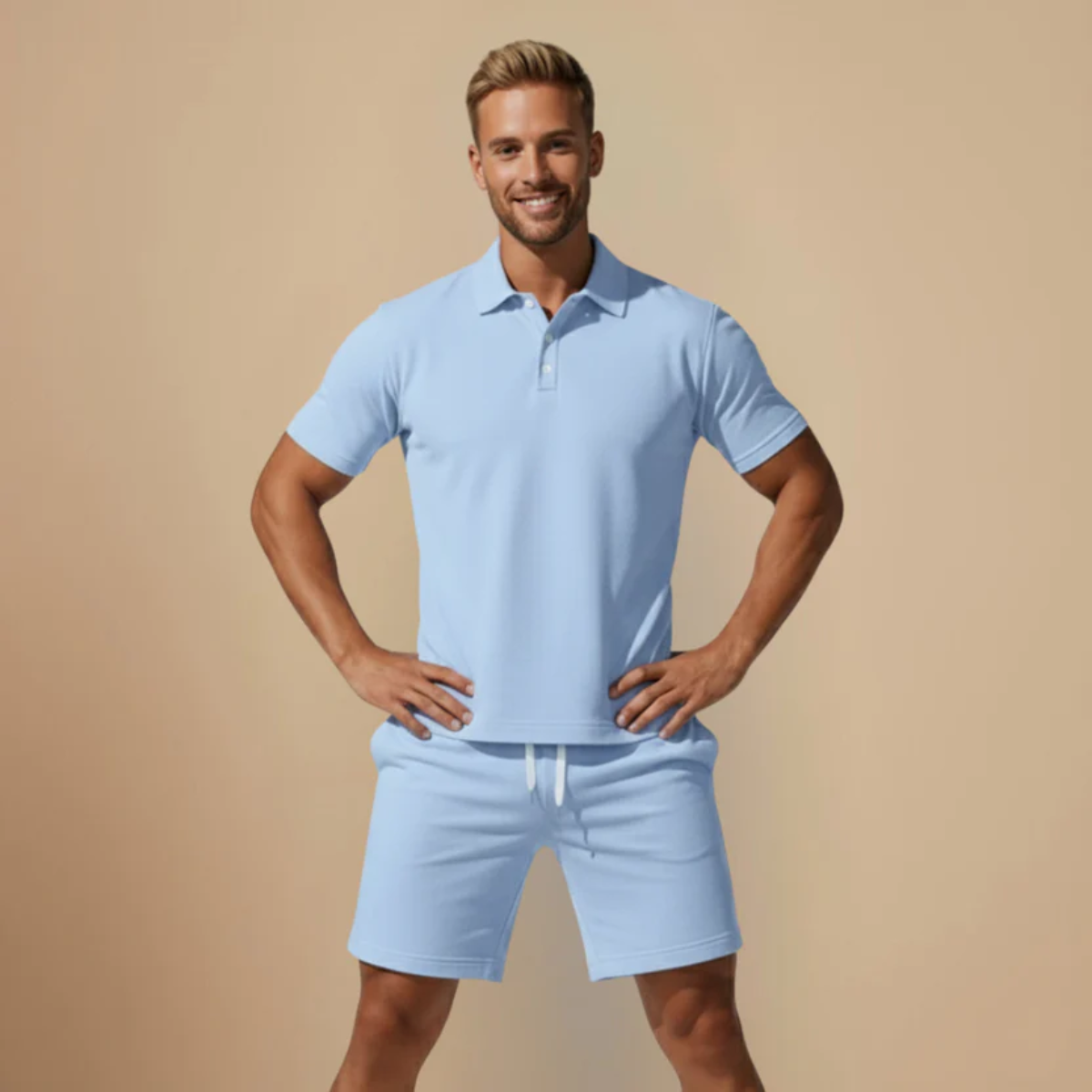 The Fossano Men's Casual Polo and Shorts Set