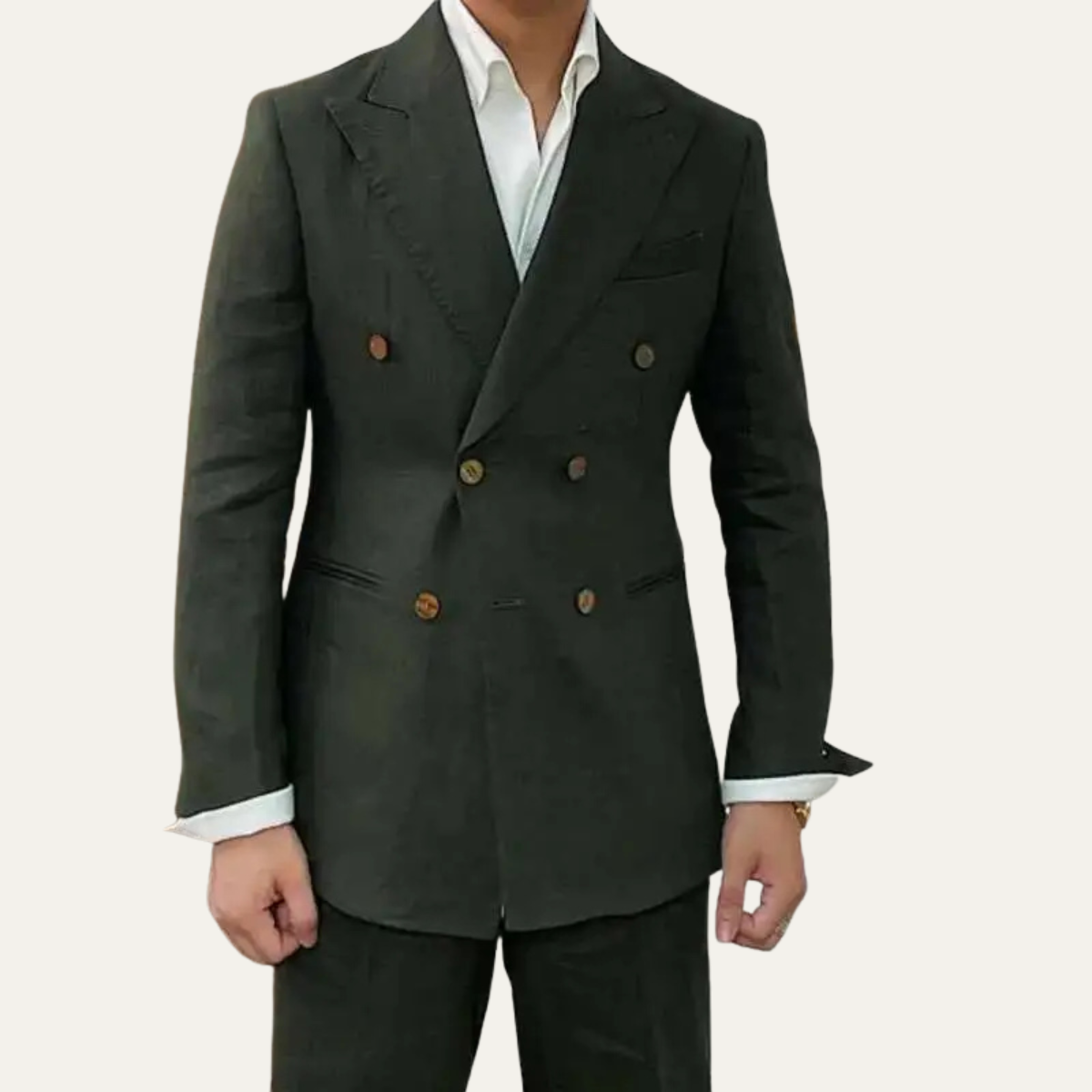 The Castelmola Men’s Elegant Double Breasted Linen Blazer