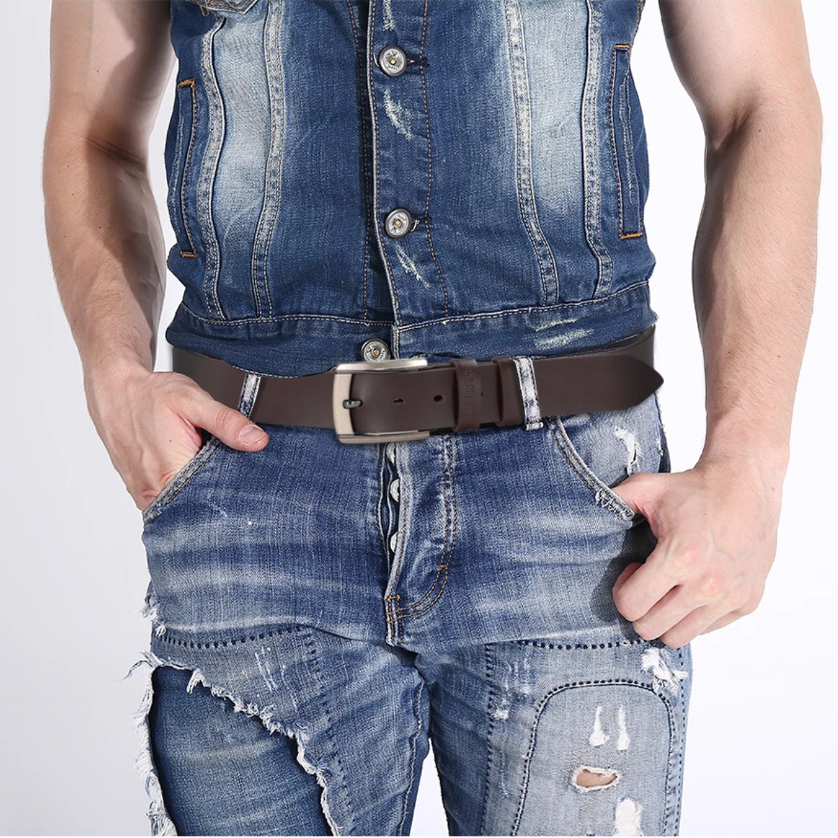 Men’s Casual Belt with Metal Pin Buckle