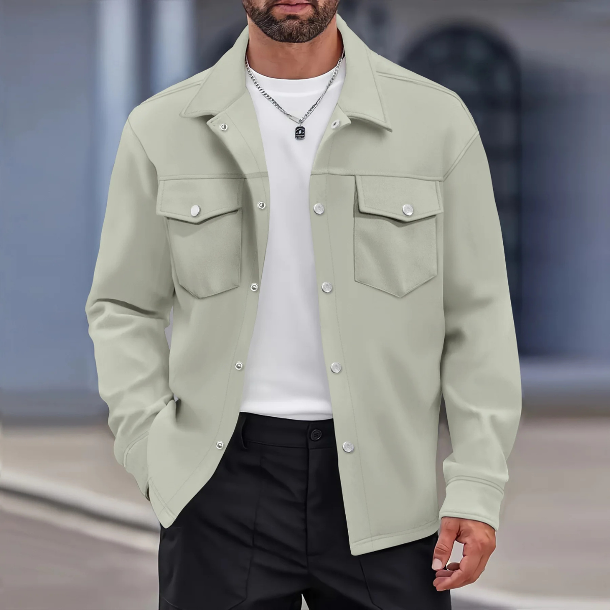 Men’s Button Up Casual Overshirt Jacket