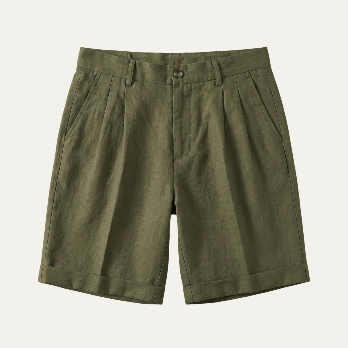 Men’s Linen Casual Shorts – Lightweight Summer Folded Hem Outdoor Shorts