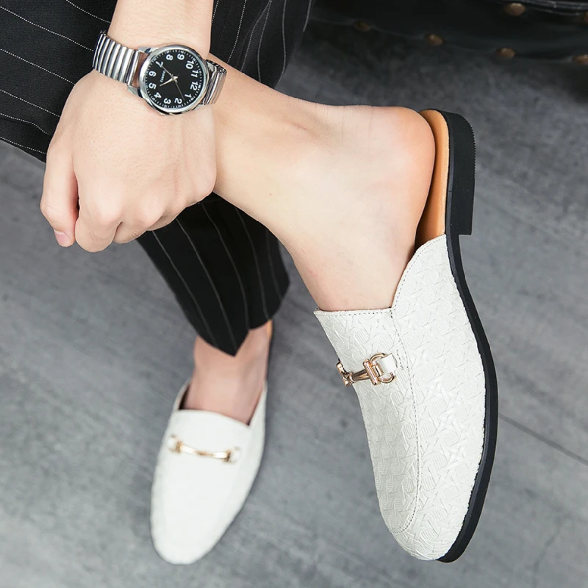 The Cernobbio Men’s Slip On Casual Leather Mule Loafers