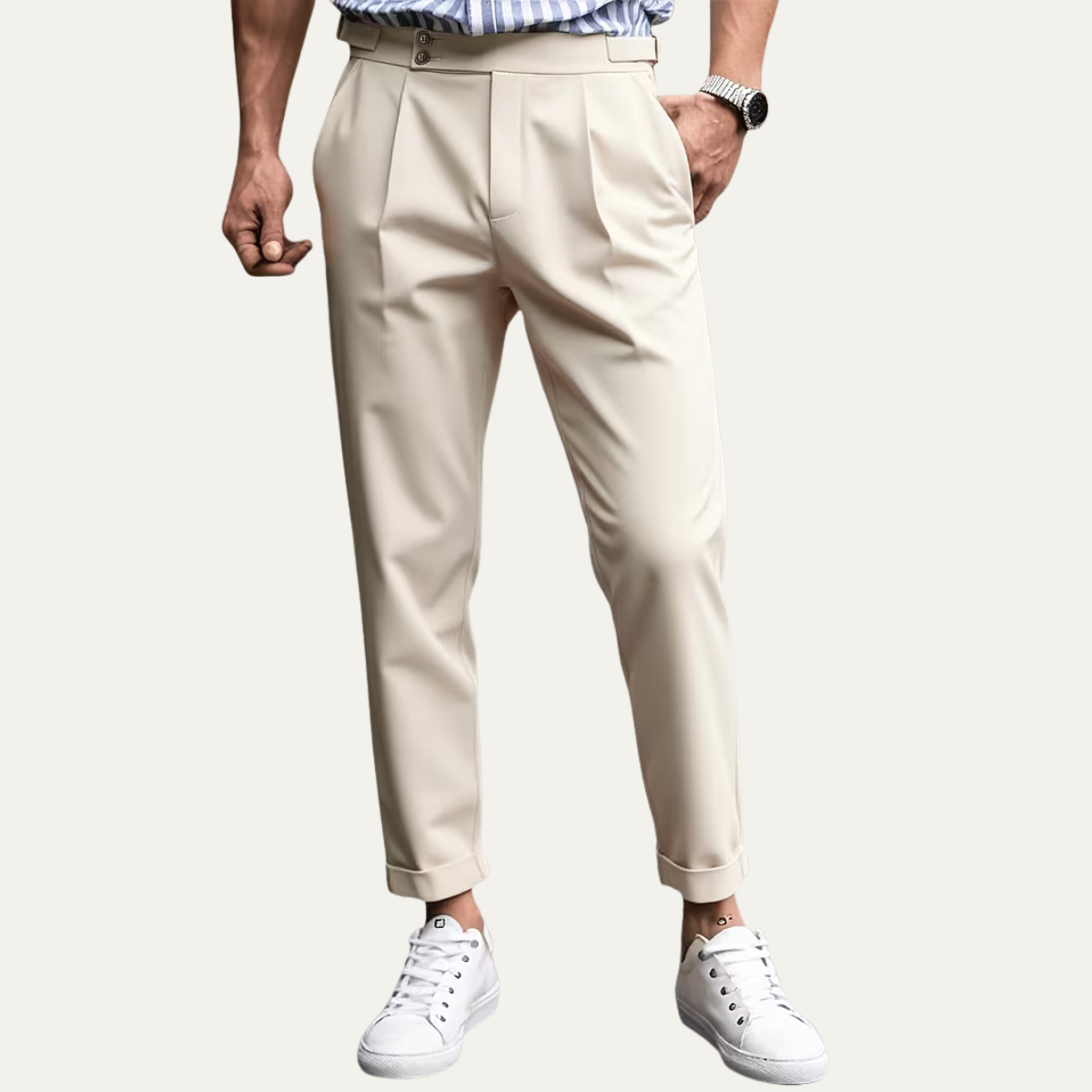 The Dromana Men’s Tailored Smart Slim Fit Pleated Dress Trousers