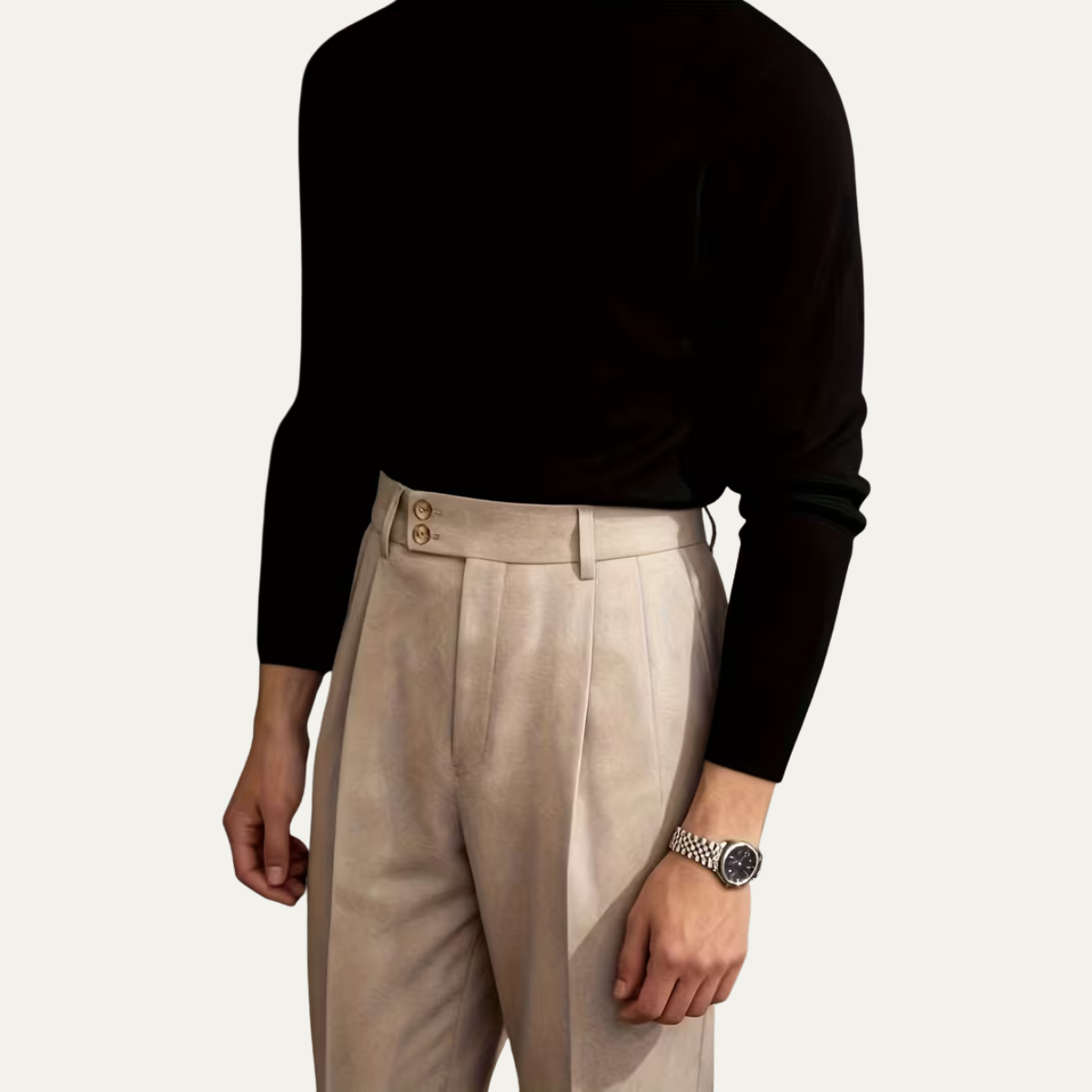 The Perth Men’s Slim Fit High Waisted Straight Leg Dress Trousers