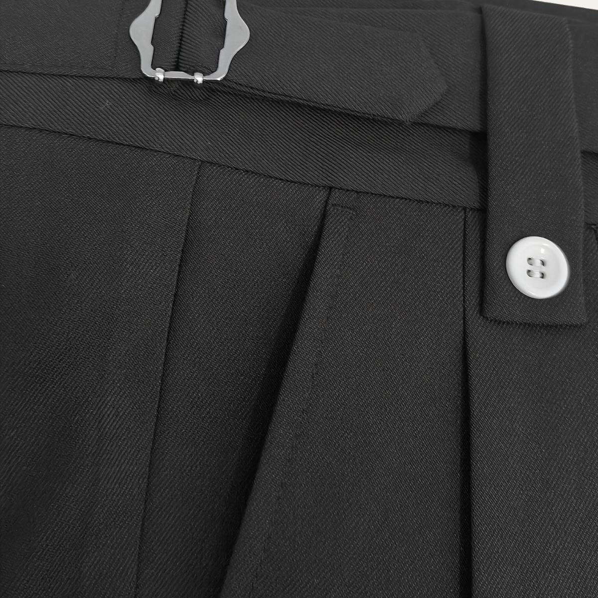 The Hamilton Men’s Solid Black Dress Trousers with Belt Loops