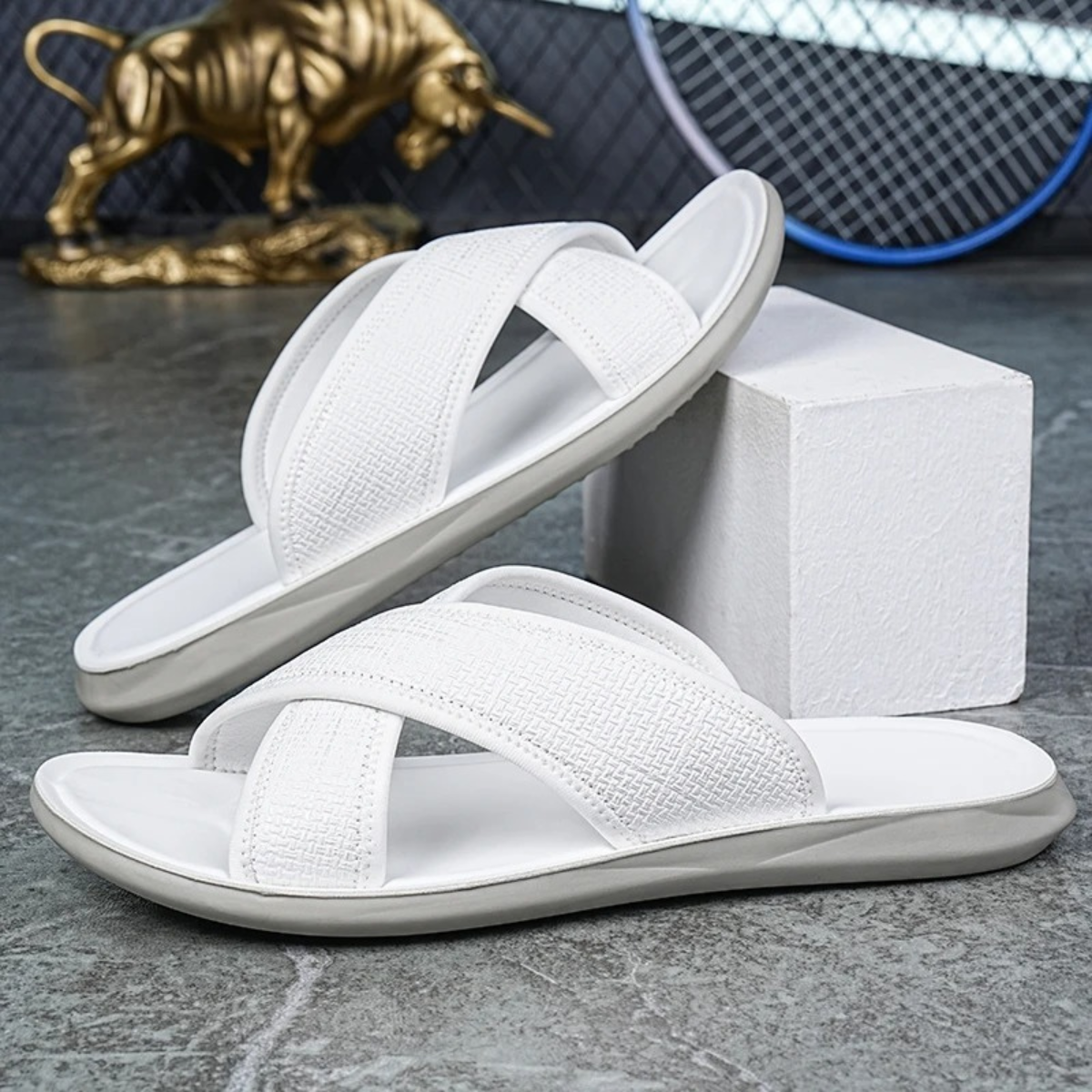 The Baveno Men’s  Open Toe Slip On Summer Slide Sandals