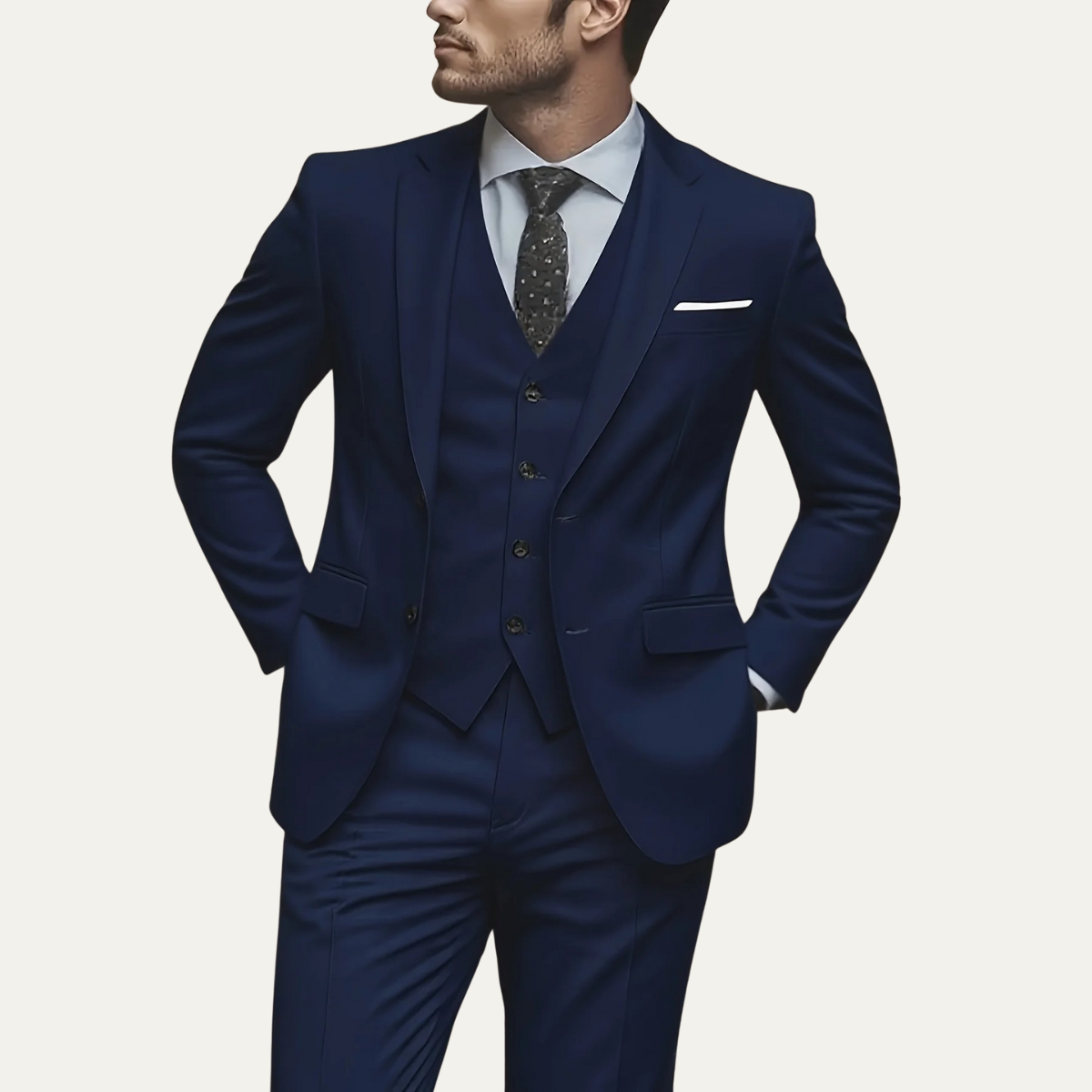 The Barbaresco Men’s Elegant 3 Piece Suit Set – Blazer, Waistcoat, and Trousers Formal Suit