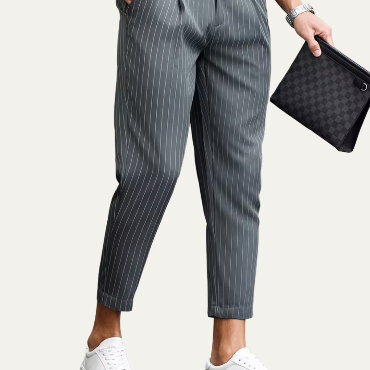The Cullen Bay Men’s  Slim Fit  Pinstripe Pleated Dress Trousers