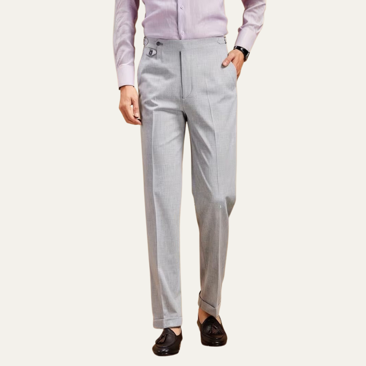 The Cottesloe Men’s Business Casual Dress Trousers with Paris Side Buckle Waist