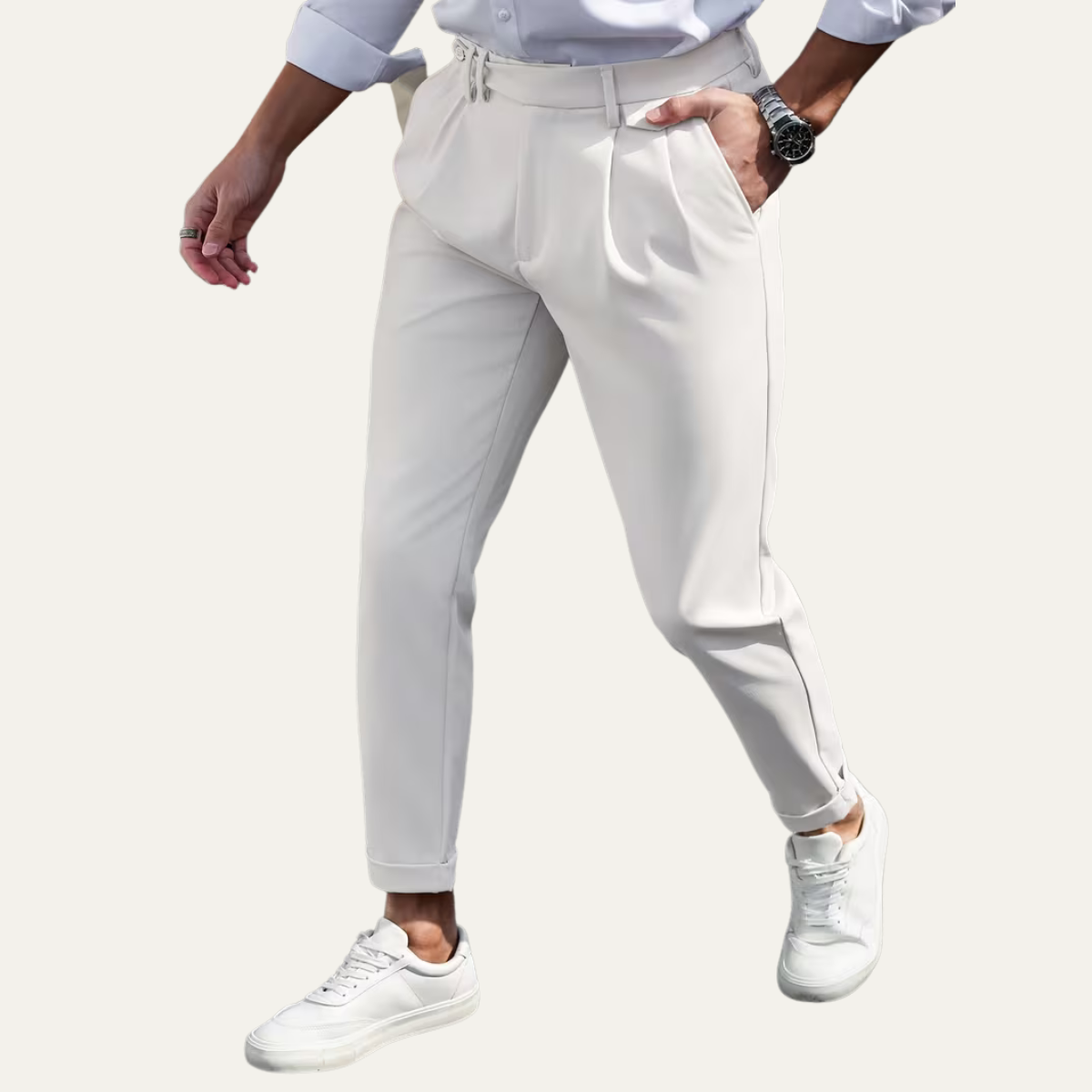 The Burleigh Men’s Tailored Slim Fit Pleated Casual Dress Trousers