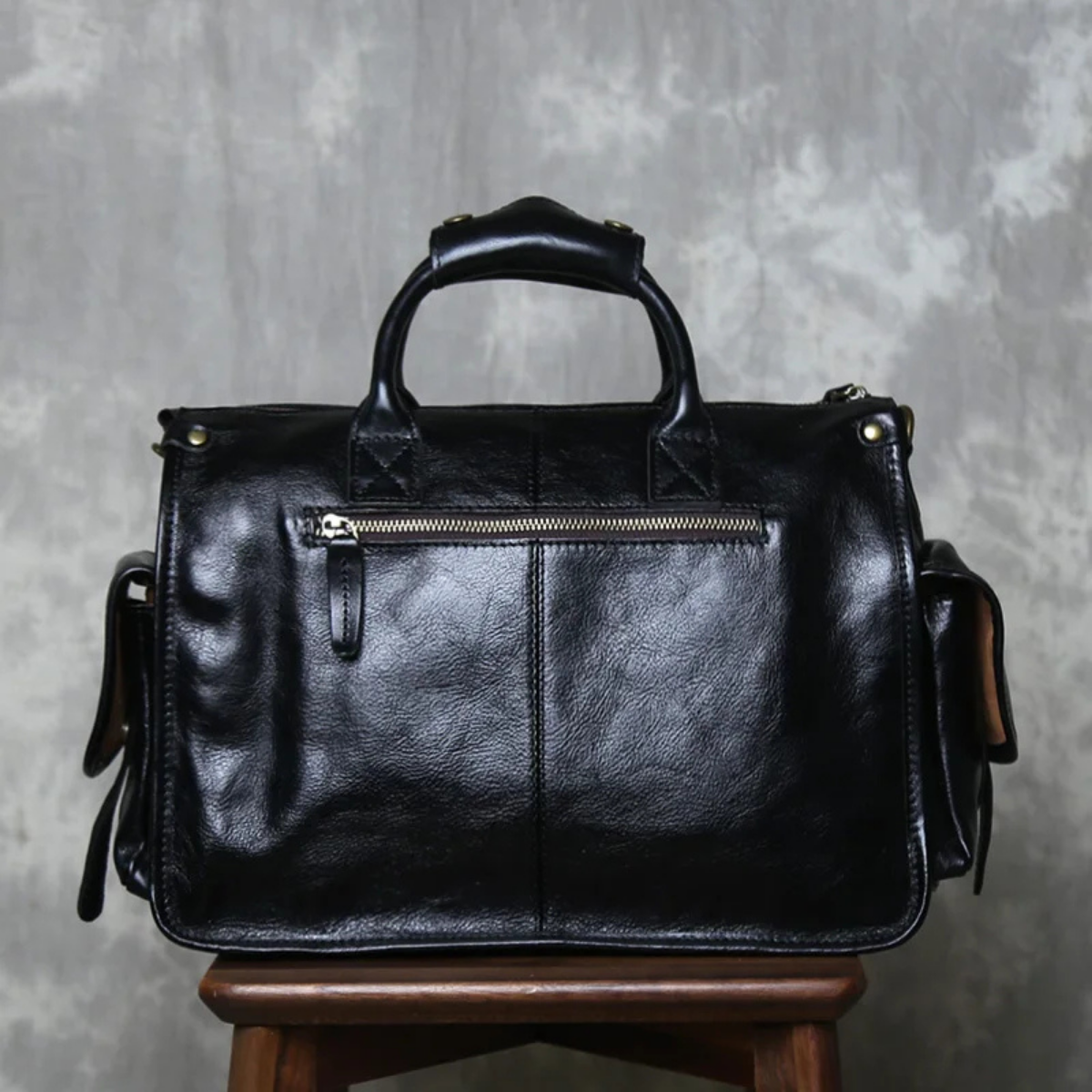 Men’s Vintage Crossbody Genuine Leather Shoulder Bag – Black