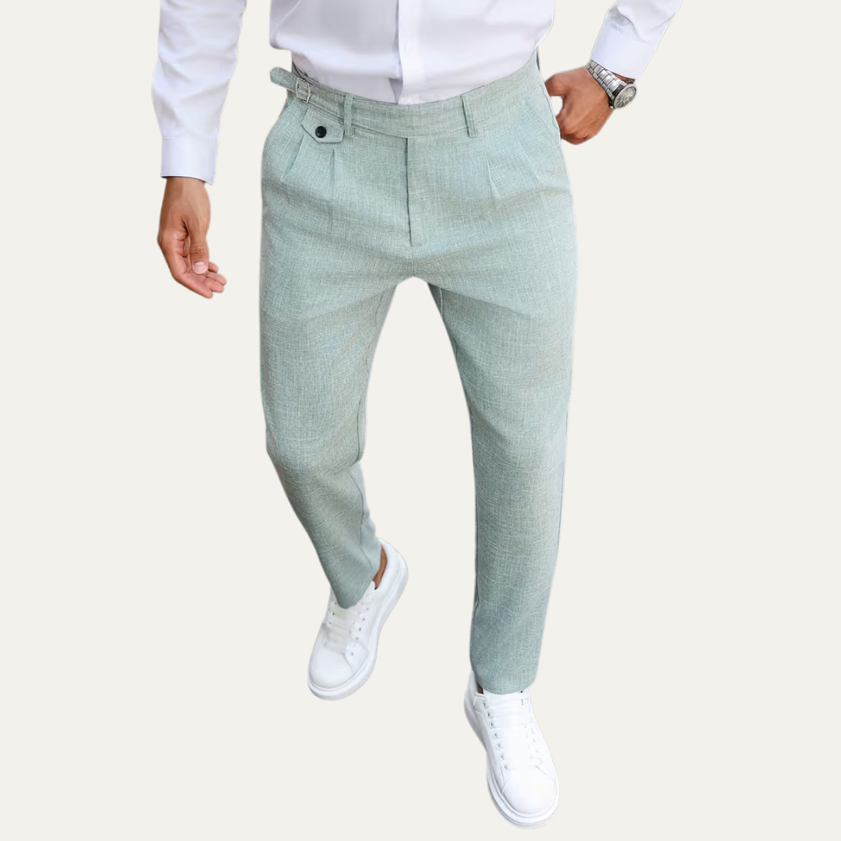 The Brisbane Men’s Tailored Casual Dress Trousers with Pleated Details