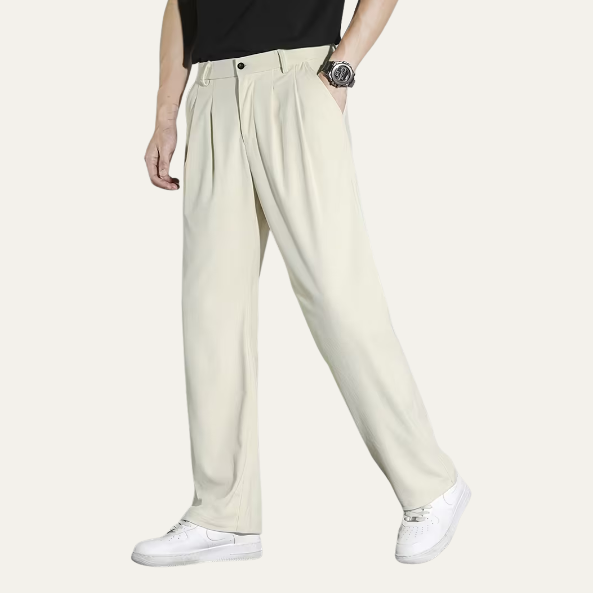 The Caloundra Men’s Premium Wide Leg Corduroy Pleated Dress Trousers