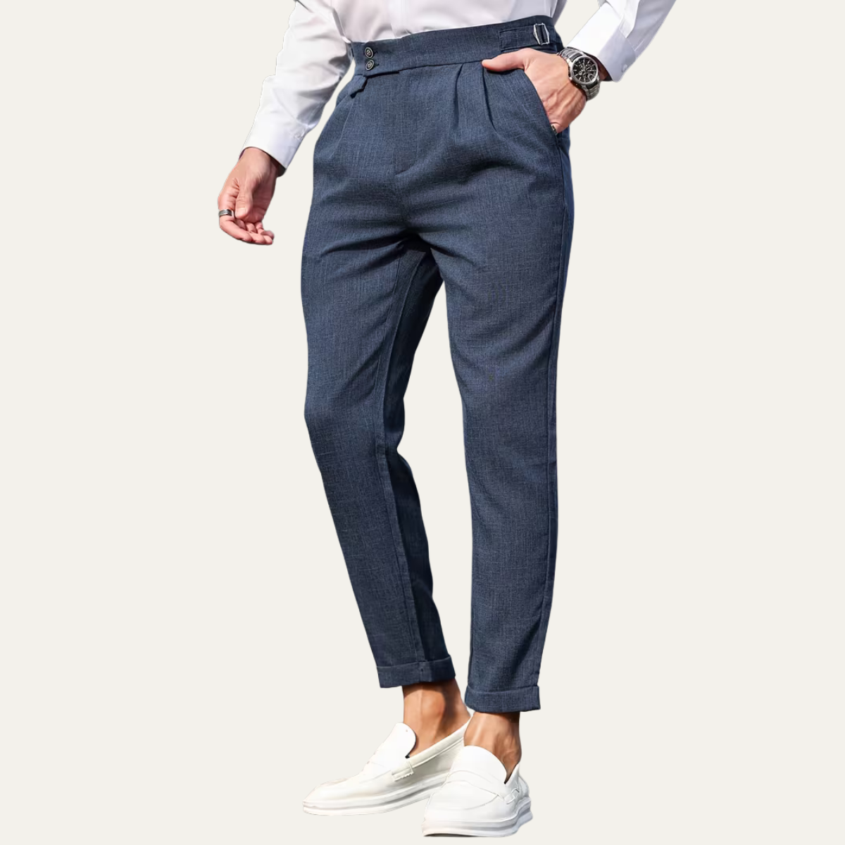 The Hobart Men’s Tailored High Waisted Pleated Dress Trousers