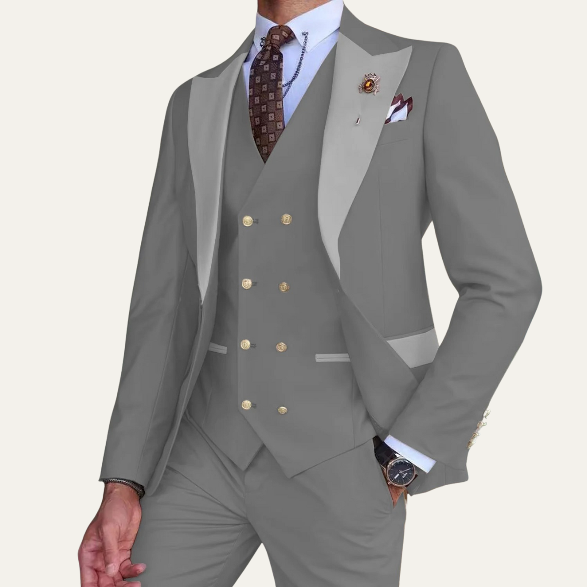 The Mantova Men’s Luxury 3 Piece Suit – Blazer, Waistcoat and Trousers Formal Suit